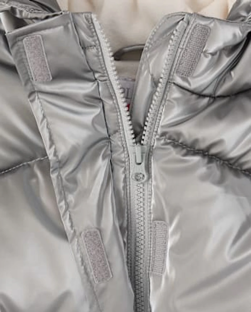 Girls High Shine Microfleece Lined Puffer Jacket