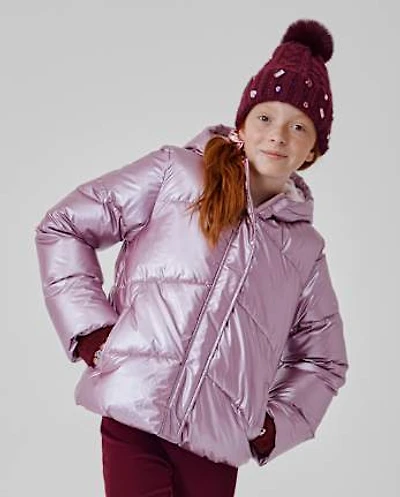 Girls Pearlescent Microfleece Lined Puffer Jacket