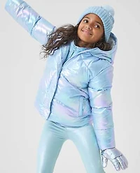Girls Iridescent Microfleece Lined Puffer Jacket