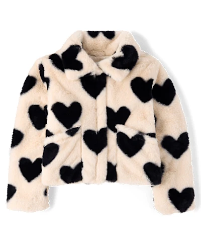 Girls Heart Faux Fur Coat