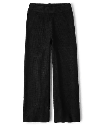 Girls Waffle Knit Wide Leg Lounge Pants