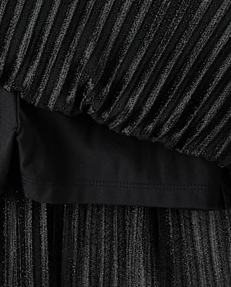 Girls Shimmer Pleated Mesh Skort