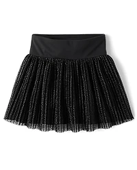 Girls Shimmer Pleated Mesh Skort