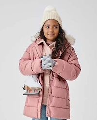 Girls Faux Fur Lined Mid Length Puffer Jacket