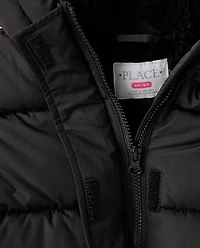 Girls Faux Fur Lined Long Puffer Jacket