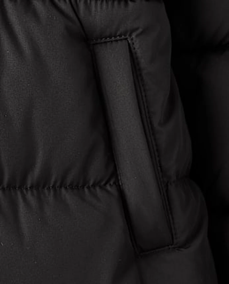 Girls Faux Fur Lined Long Puffer Jacket