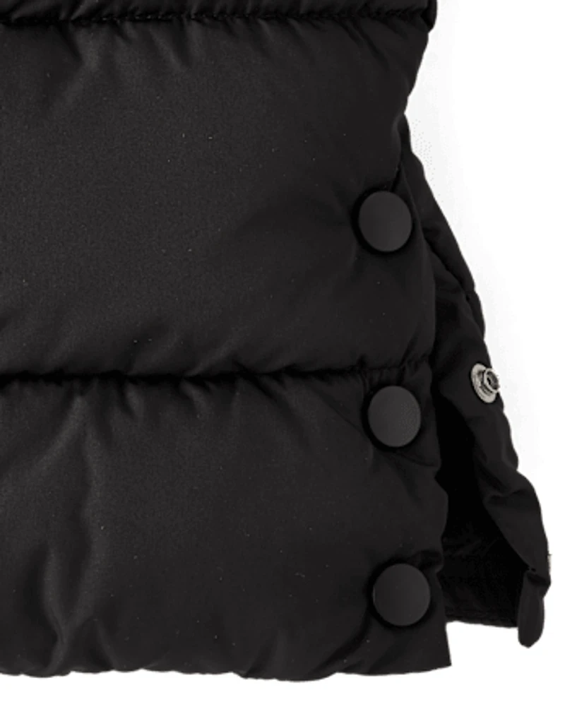 Girls Faux Fur Lined Long Puffer Jacket
