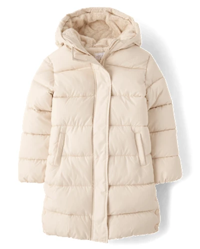 Girls Faux Fur Lined Long Puffer Jacket