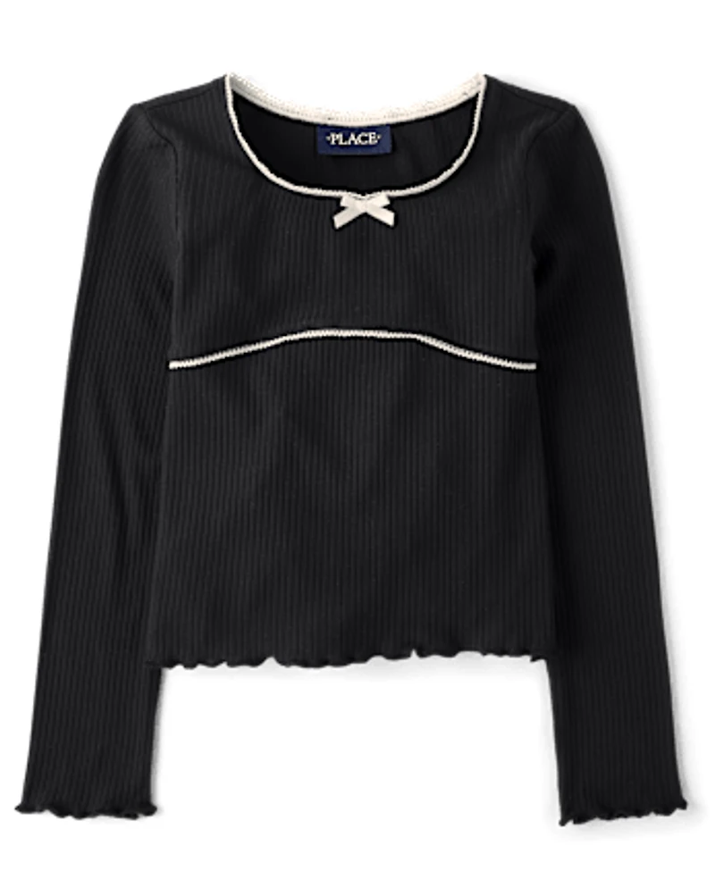 Girls Ribbed Lettuce Top