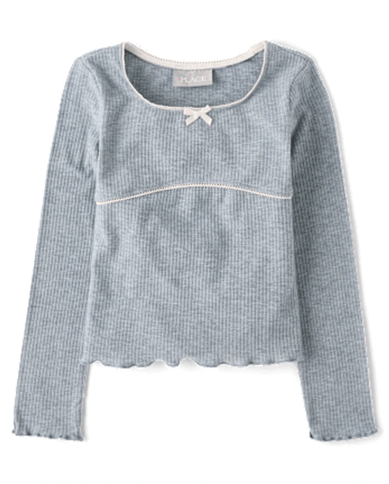 Girls Ribbed Lettuce Top
