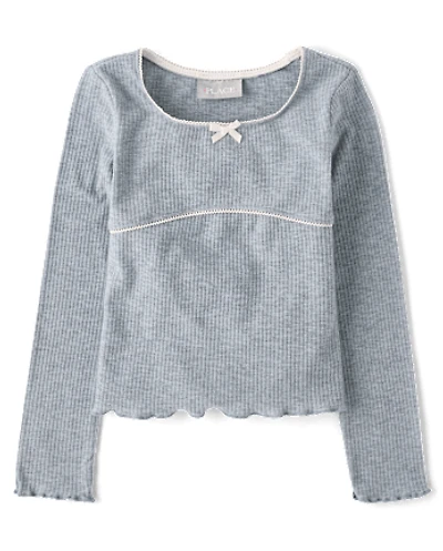 Girls Ribbed Lettuce Top