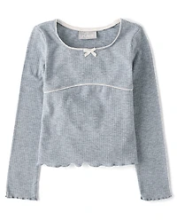 Girls Ribbed Lettuce Top