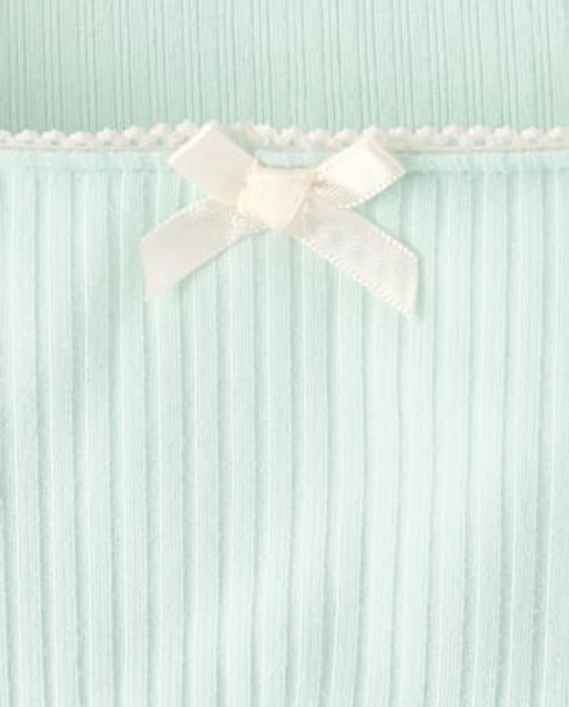 Girls Ribbed Lettuce Top