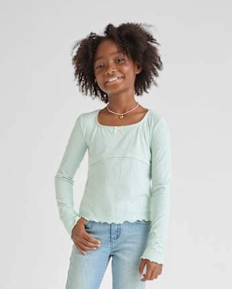 Girls Ribbed Lettuce Top