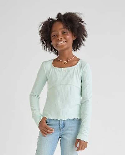 Girls Ribbed Lettuce Top