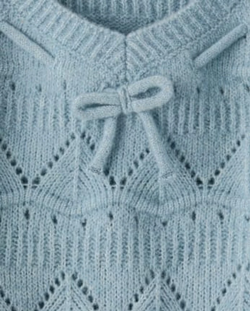Girls Pointelle Bow Sweater