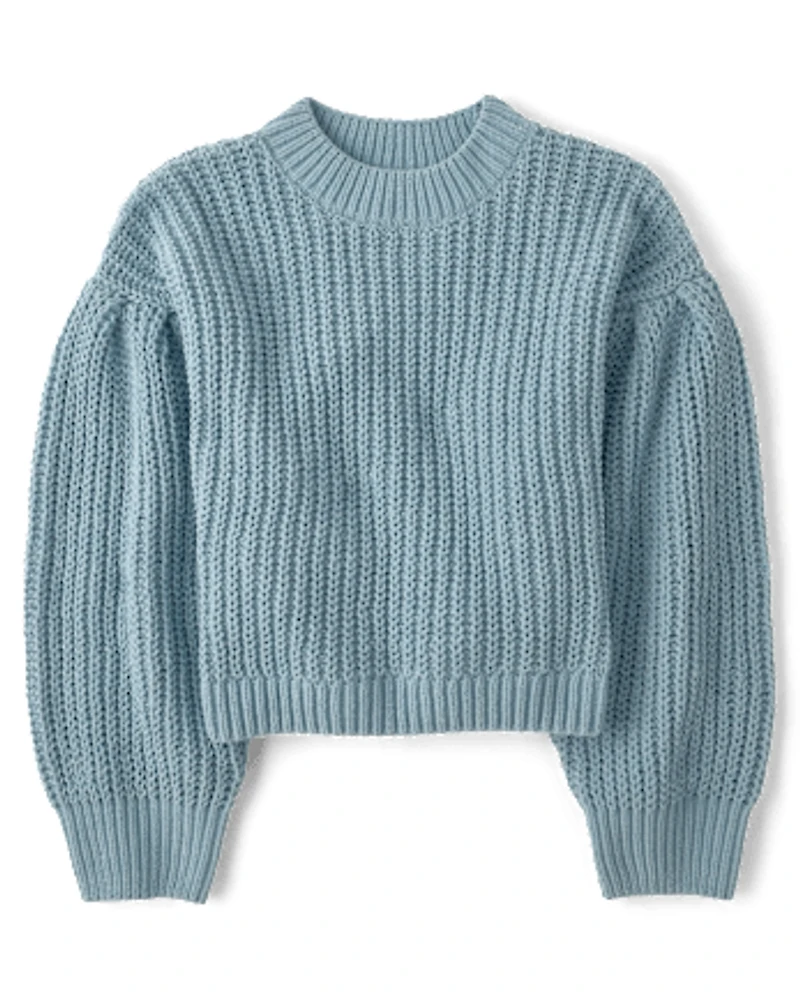 Girls Shaker Stitch Chenille Sweater