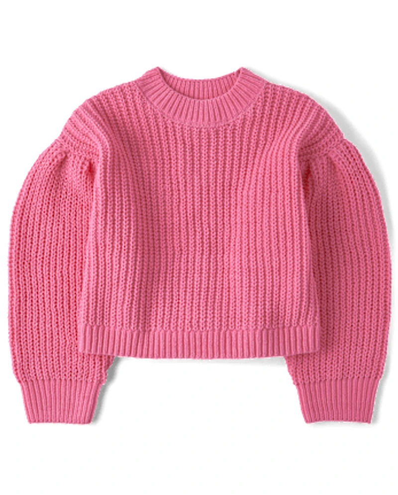 Girls Shaker Stitch Chenille Sweater