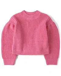 Girls Shaker Stitch Chenille Sweater