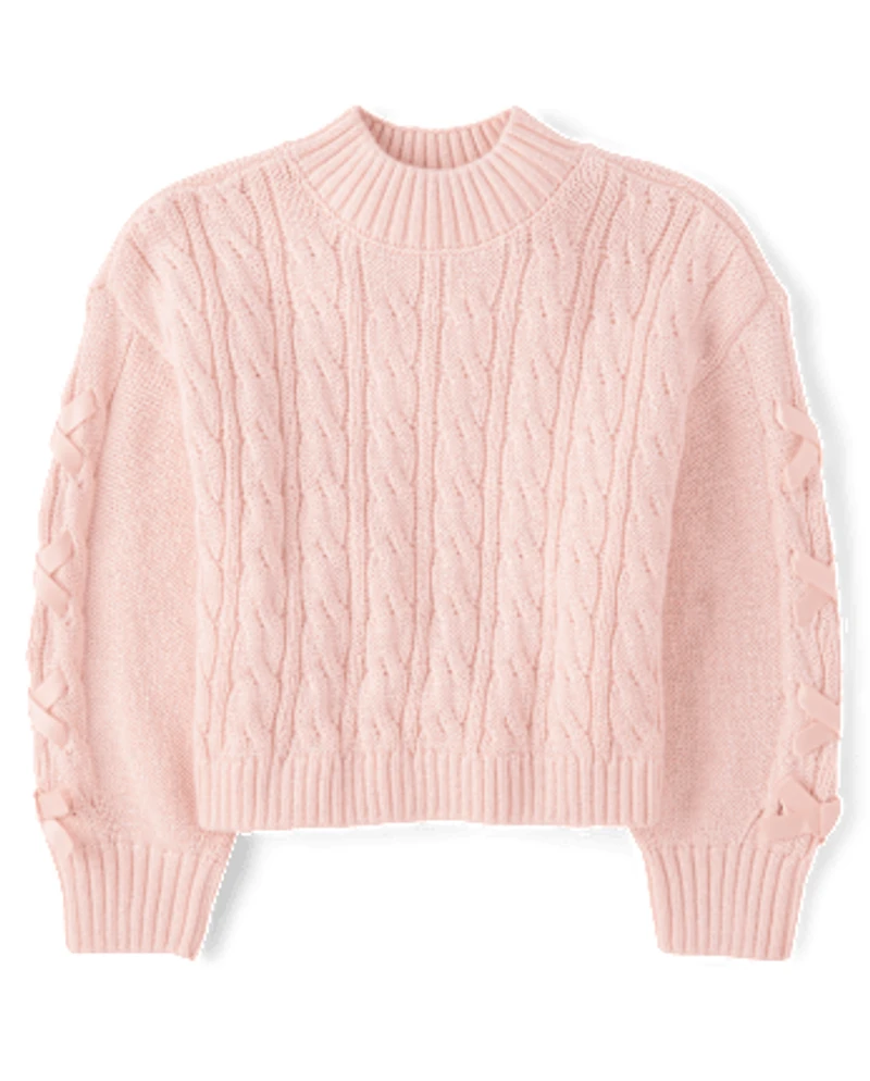 Girls Ribbon Cable Knit Sweater