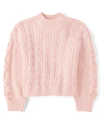 Girls Ribbon Cable Knit Sweater