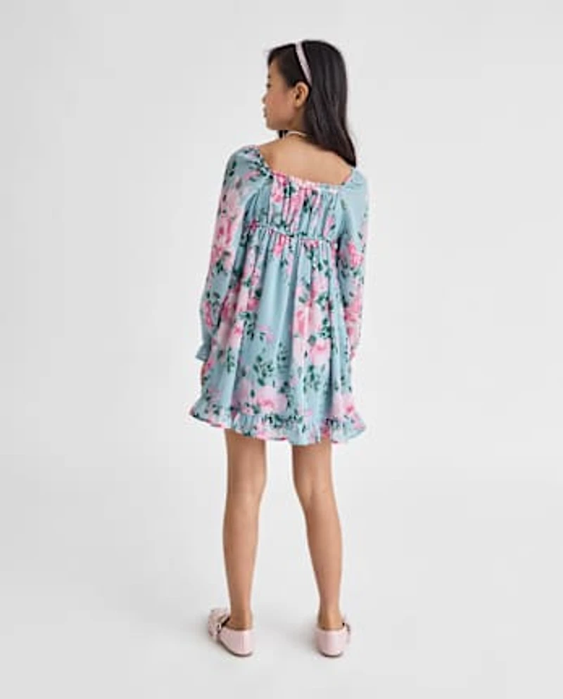 Robe babydoll en mousseline à fleurs pour fille