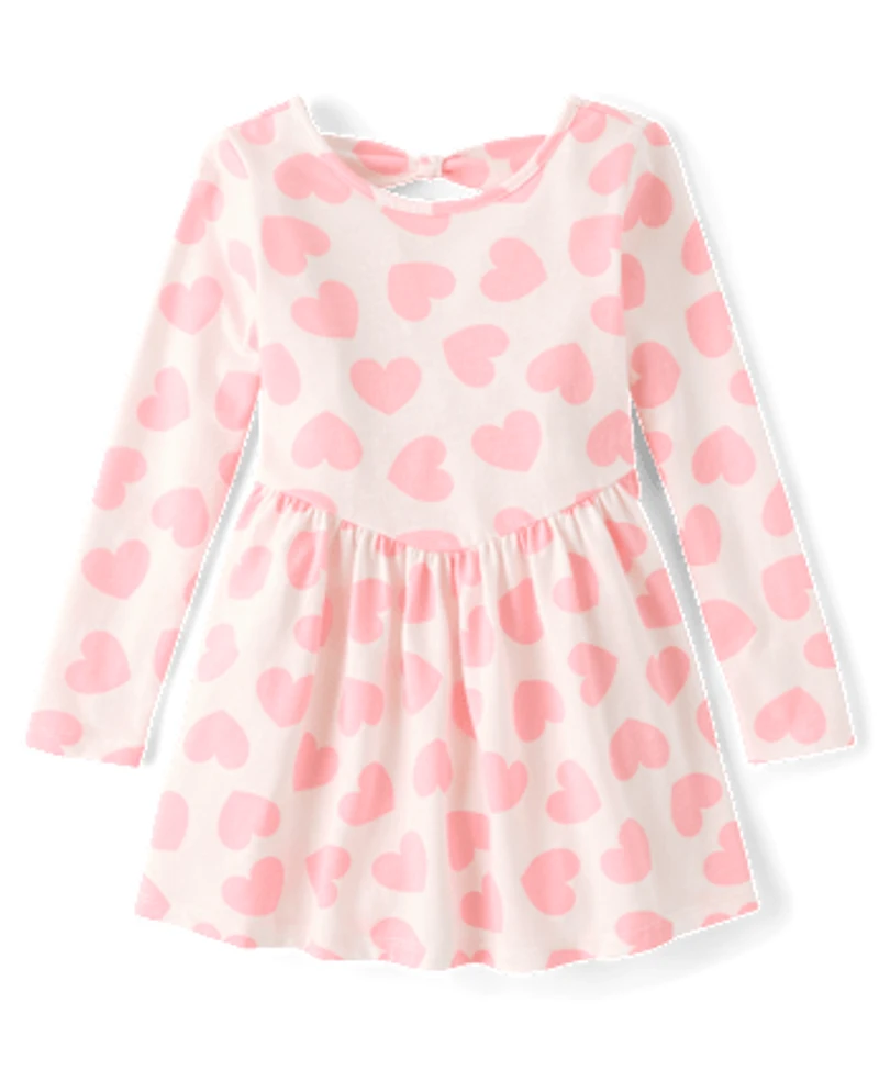 Baby And Toddler Girls Heart Bow Back Dress