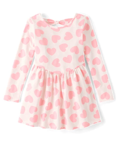 Baby And Toddler Girls Heart Bow Back Dress