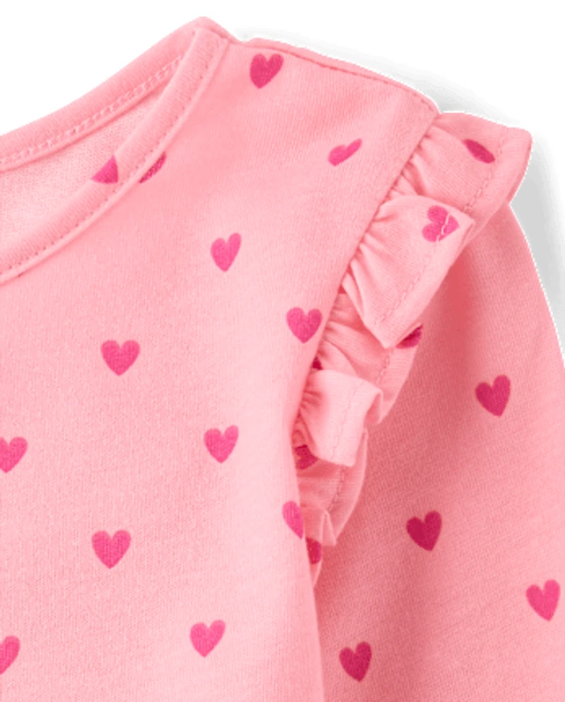 Toddler Girls Heart Bow Peplum 2-Piece Outfit Set