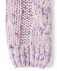 Toddler Girls Rainbow Cable Knit Sweater