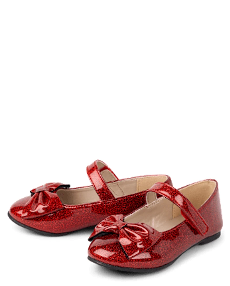 Toddler Girls Metallic Bow Ballet Flats