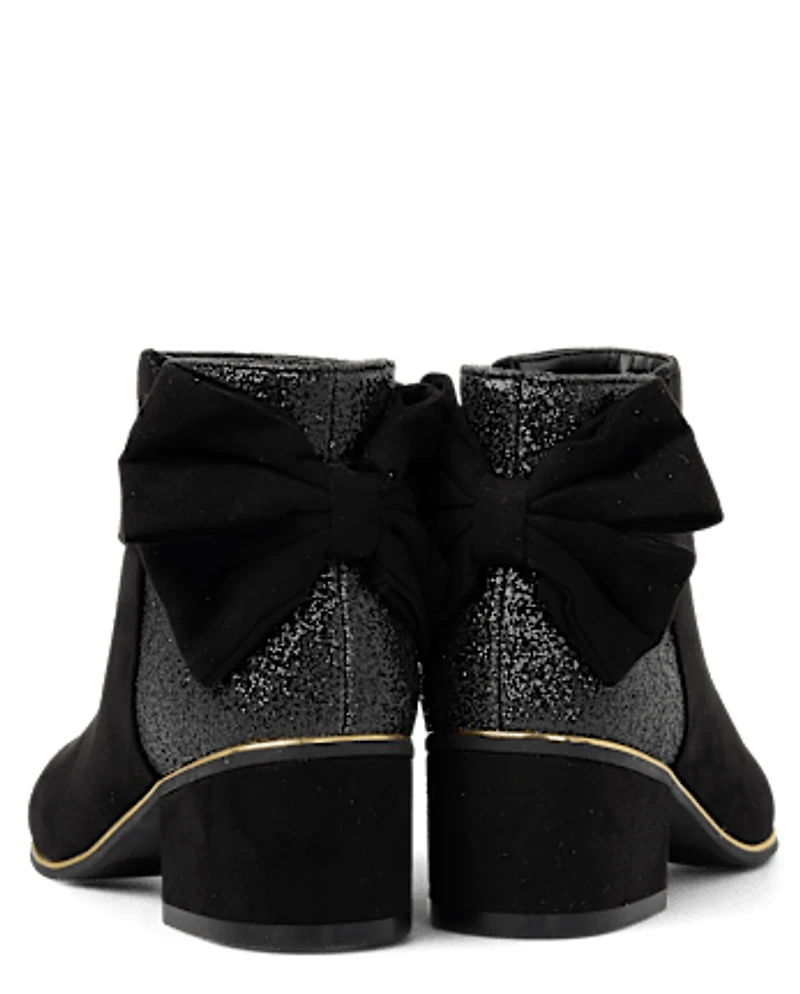 Girls Glitter Bow Booties