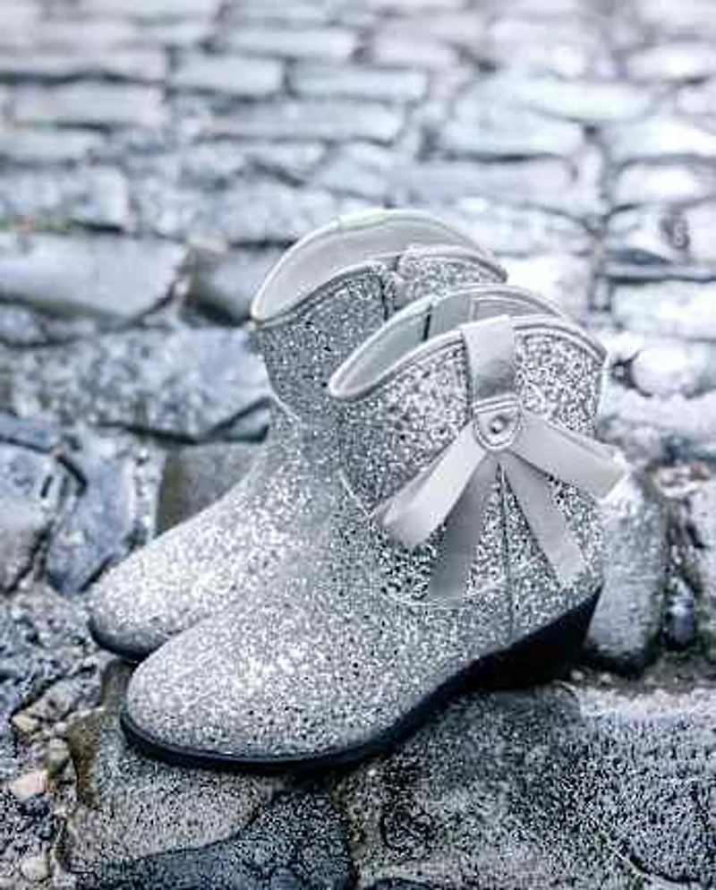 Girls Glitter Bow Cowgirl Booties