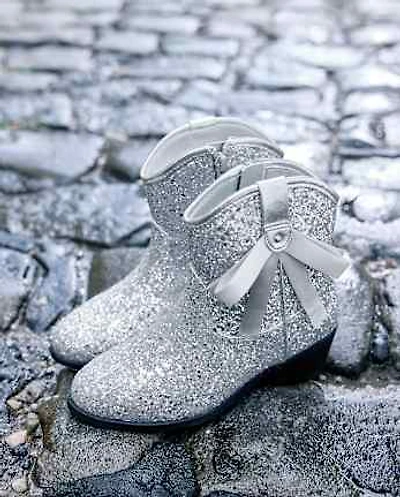 Girls Glitter Bow Cowgirl Booties
