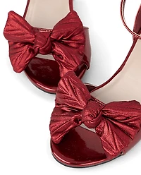 Girls Metallic Bow Block Heels