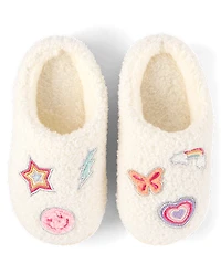 Girls Embroidered Icon Slippers
