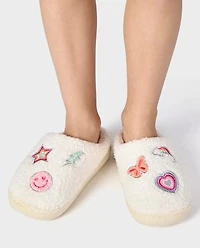 Girls Embroidered Icon Slippers
