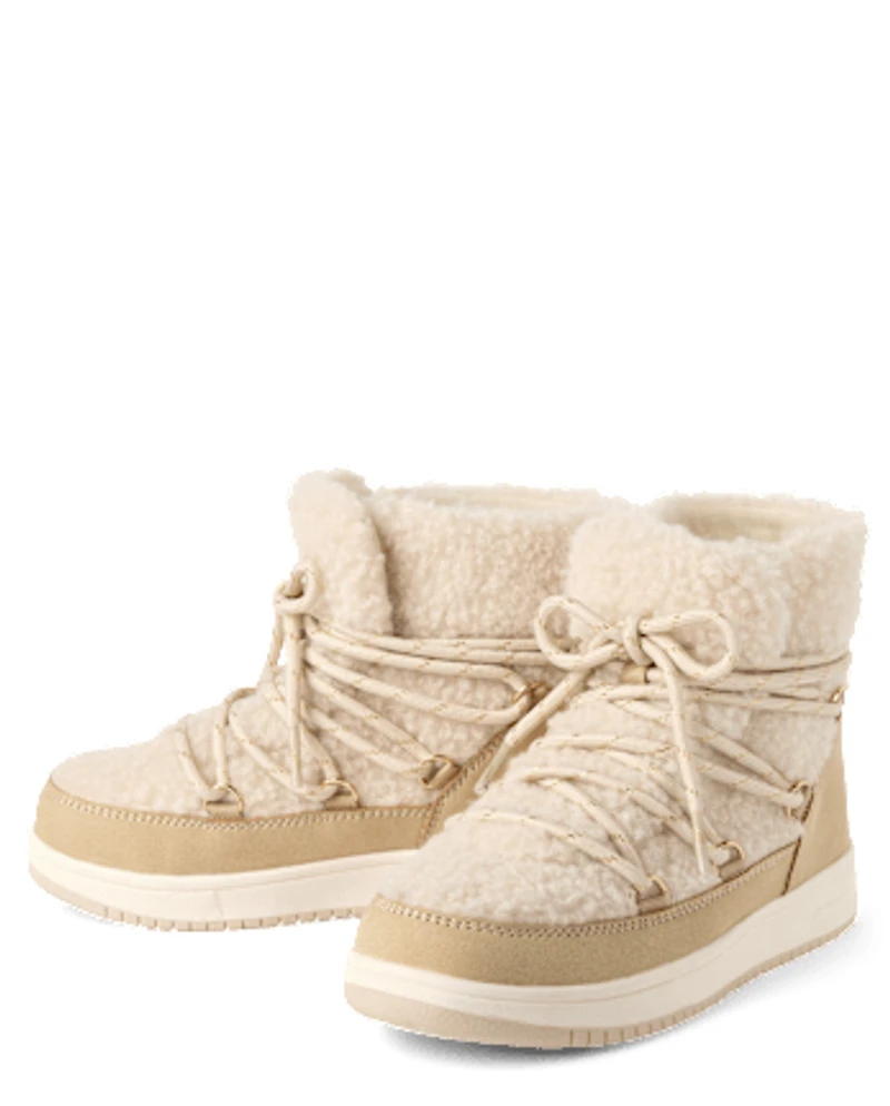 Girls Sherpa Bungee Booties