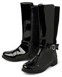 Girls Rhinestone Bow Boots