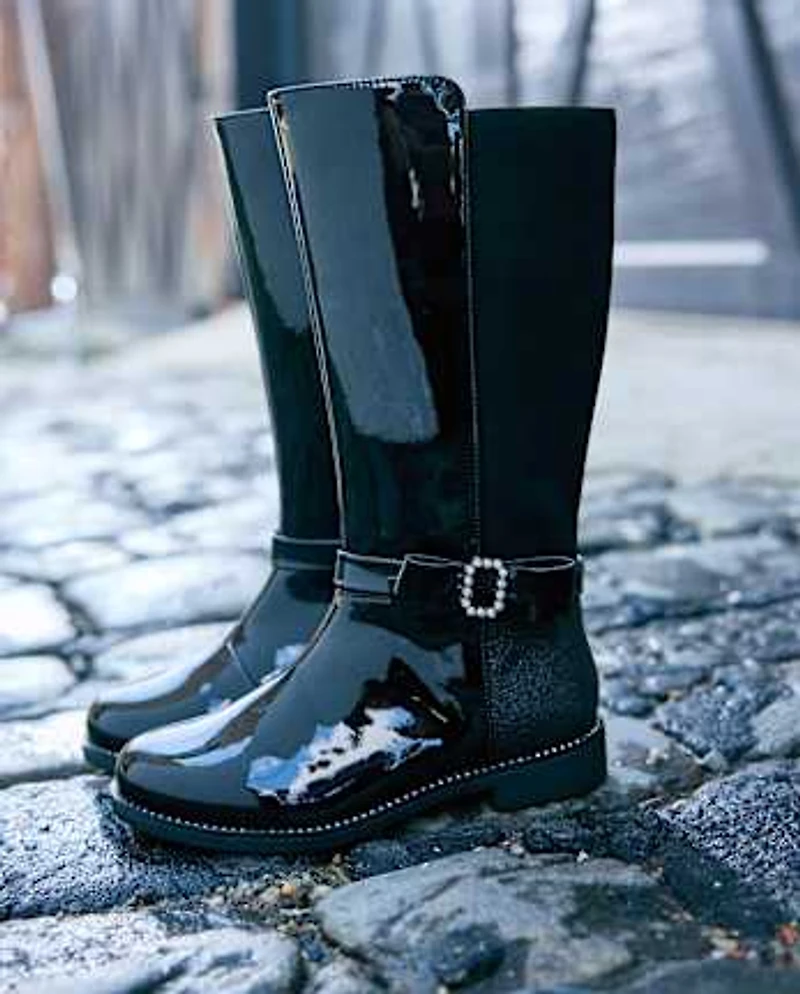 Girls Rhinestone Bow Boots