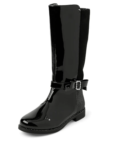 Girls Rhinestone Bow Boots