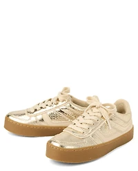 Girls Metallic Platform Low Top Sneakers