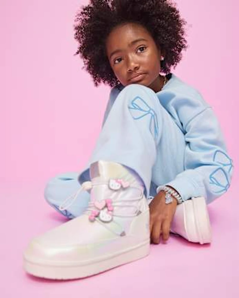 Girls Hello Kitty® Iridescent Embroidered Puffer Boots