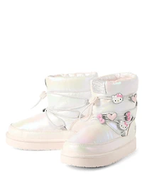 Girls Hello Kitty® Iridescent Embroidered Puffer Boots