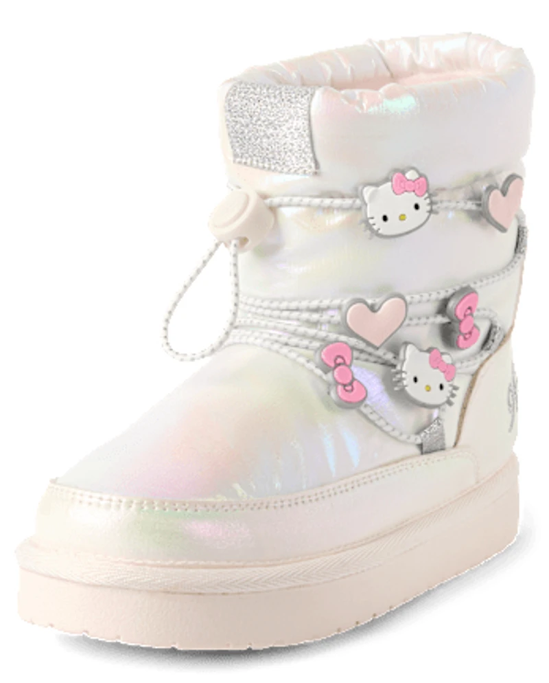 Girls Hello Kitty® Iridescent Embroidered Puffer Boots