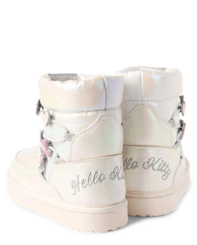 Girls Hello Kitty® Iridescent Embroidered Puffer Boots