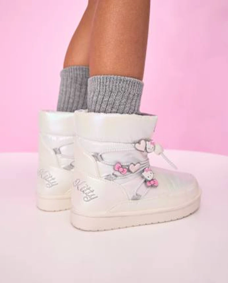 Girls Hello Kitty® Iridescent Embroidered Puffer Boots