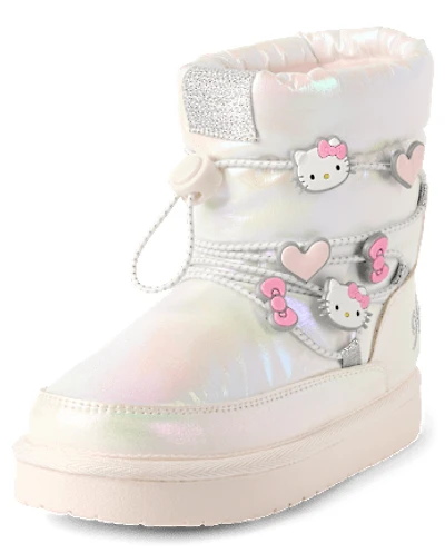 Girls Hello Kitty® Iridescent Embroidered Puffer Boots