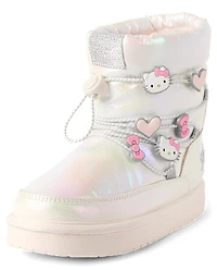 Girls Hello Kitty® Iridescent Embroidered Puffer Boots