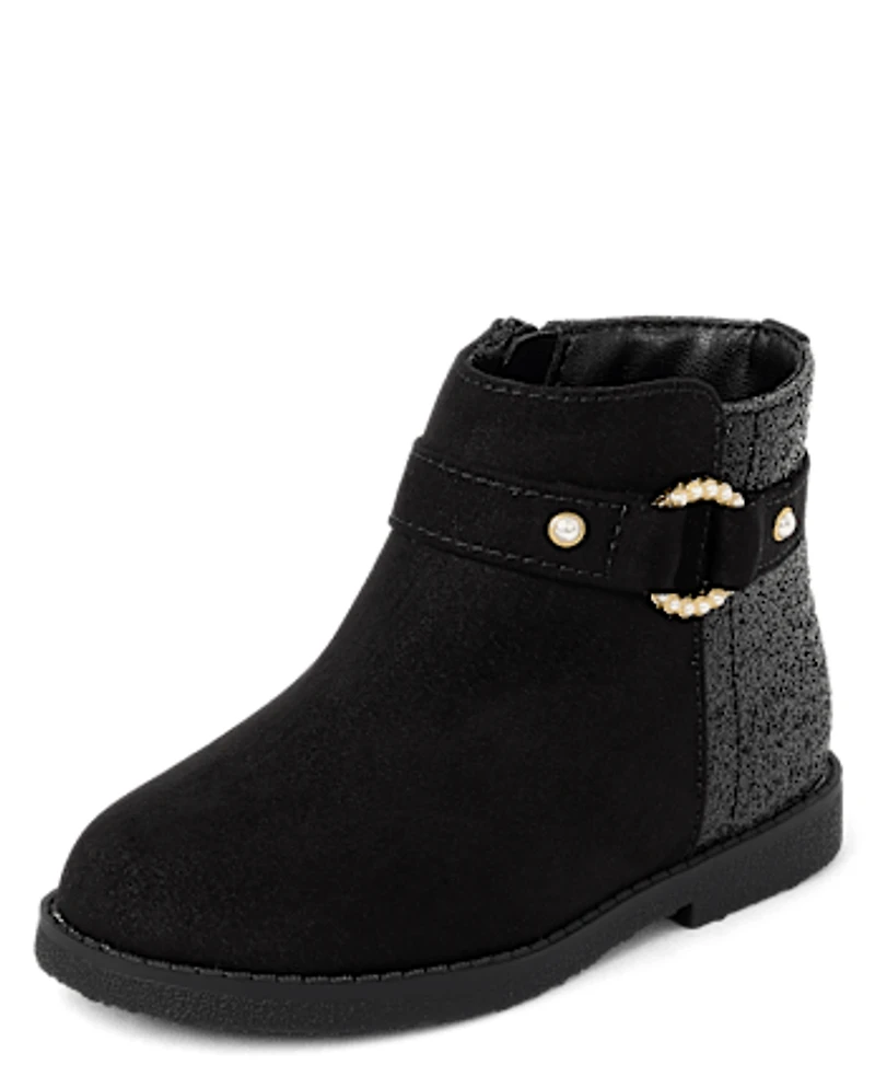 Toddler Girls Faux Pearl Booties